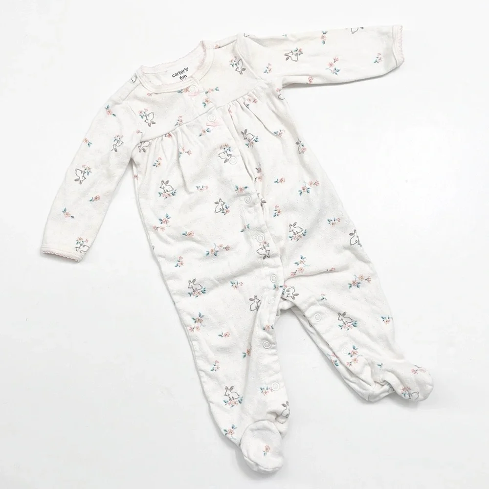 Carter's baby girls Easter bunny print footie